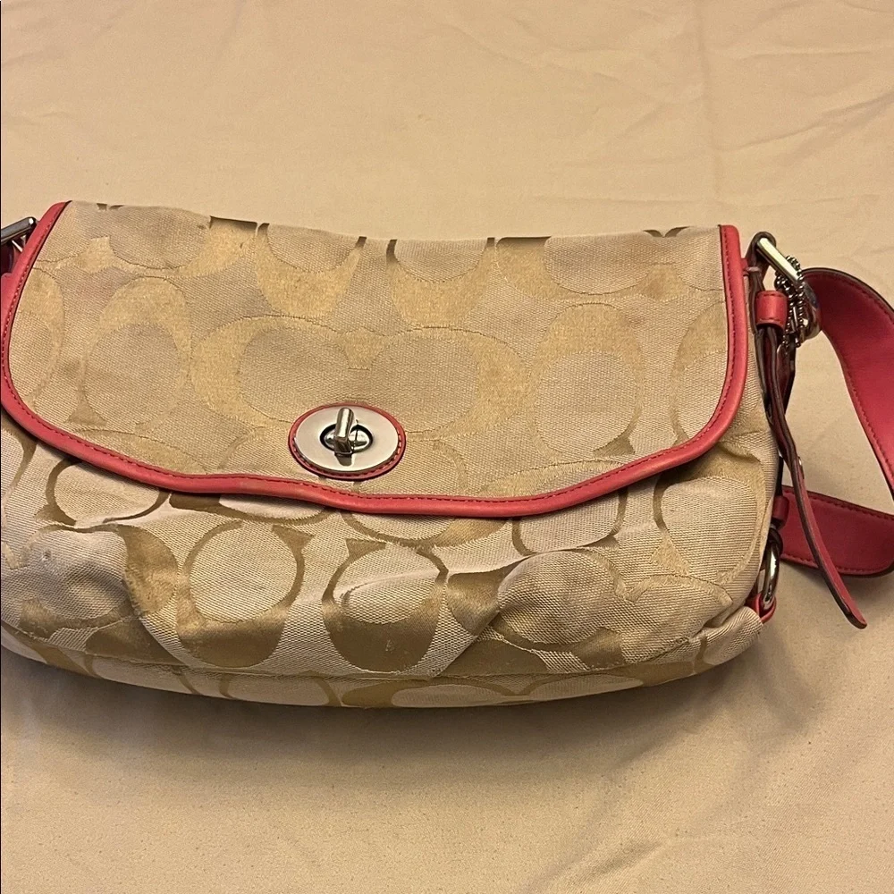 Coach Beige and Pink Crossbody Bag